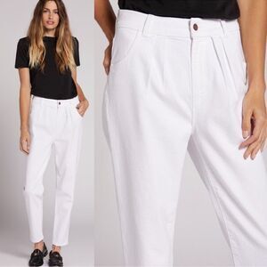 Current / Elliott The Arroyo Ultra High Mom Jean Pleated White Size 26